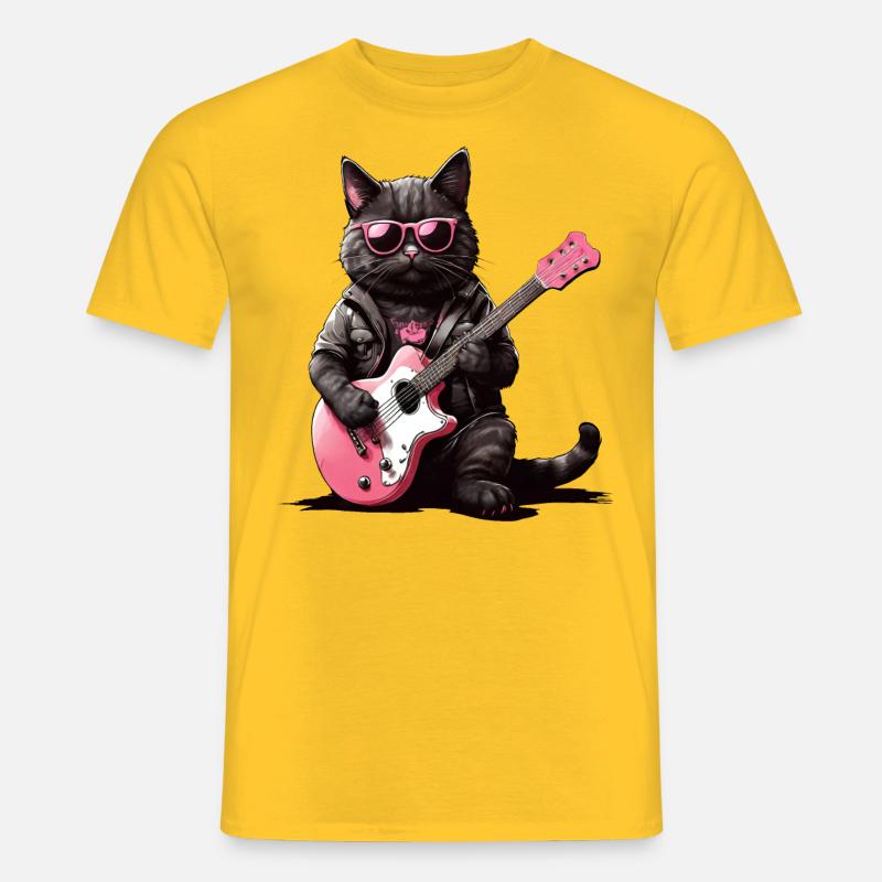 Cool Cat Serenade: Dick, Pink und Episch - Mænd T-shirt - gul