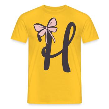Lettre initiale H Ruban - T-shirt homme - jaune - Devant - AI Model Male 178 dark (178cm)
