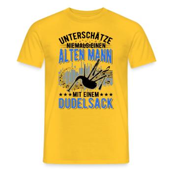 Dudelsack Alter Mann Dudelsackspieler Opa - Männer T-Shirt - Gelb - Vorne - AI Model Male 178 dark (178cm)