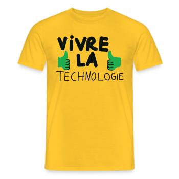 Vivre la technologie. - T-shirt homme - jaune - Devant - AI Model Male 178 dark (178cm)