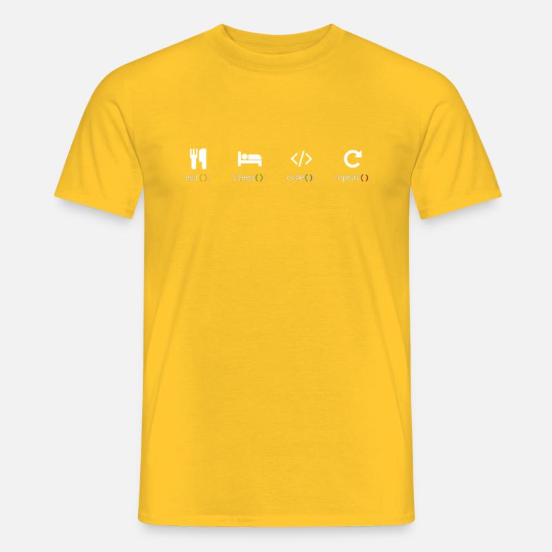 Mangez le code de sommeil, répétez la programmation Nerd - T-shirt homme - jaune