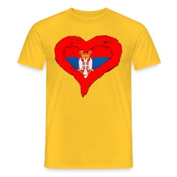 SRBIJA U SRCU - Männer T-Shirt - Gelb - Vorne - AI Model Male 178 dark (178cm)