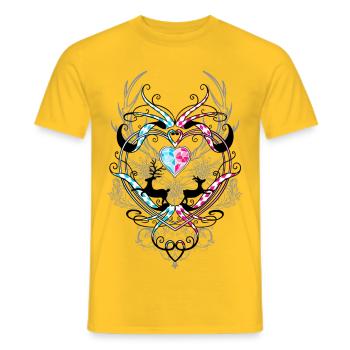 Bois de cerf Edelweiss et cœur - T-shirt homme - jaune - Devant - AI Model Male 178 dark (178cm)