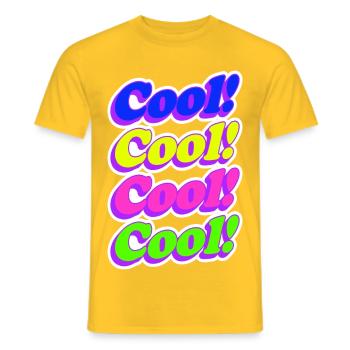 Cool coloré flashy style vintage années 90 festif - T-shirt homme - jaune - Devant - AI Model Male 178 dark (178cm)