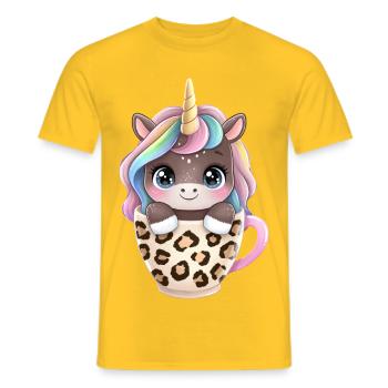 Unicorn in the cup - 🦄 - Men's T-Shirt - yellow - Front - AI Model Male 178 dark (178cm)