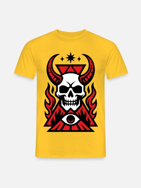 Occult Skull Graphic Art - Men's T-Shirt - yellow