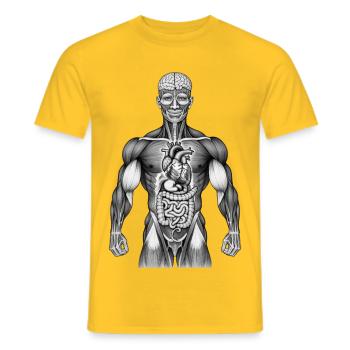 HAPPY ANATOMY – schwarz und weiß - Männer T-Shirt - Gelb - Vorne - AI Model Male 178 dark (178cm)