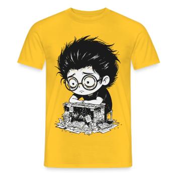 Étudiant Submergé Stress Examens Manga - T-shirt homme - jaune - Devant - AI Model Male 178 dark (178cm)