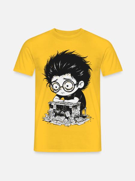 Student Overwhelmed Stress Exams Manga - Men's T-Shirt - yellow