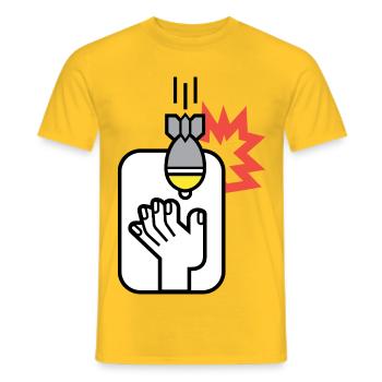 Hand mit Bombenzünder Graphic - Männer T-Shirt - Gelb - Vorne - AI Model Male 178 dark (178cm)