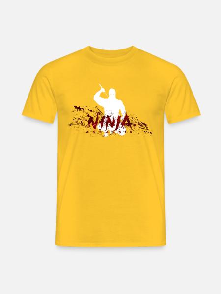 Ninja mit Blut - Männer T-Shirt - Gelb
