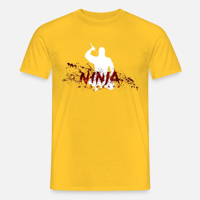 Ninja mit Blut - Männer T-Shirt - Gelb
