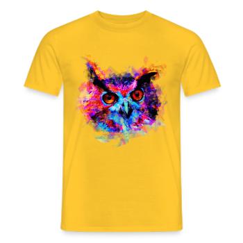 gxp eule lila blau perfekt - Männer T-Shirt - Gelb - Vorne - AI Model Male 178 dark (178cm)