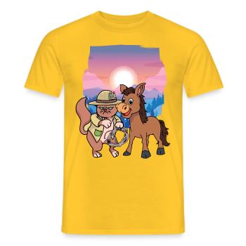 Grim, Cat, Wild West, Cats, Rider, Rider - Men's T-Shirt - yellow - Front - AI Model Male 178 dark (178cm)