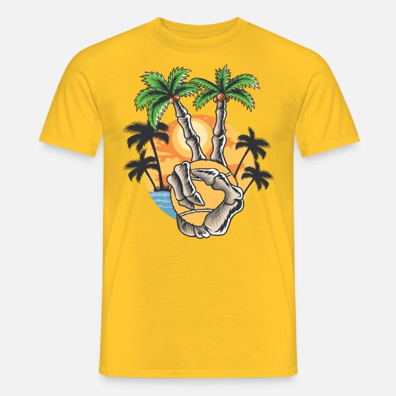 Skeletthand mit Tennis- oder Padelball - Männer T-Shirt - Gelb