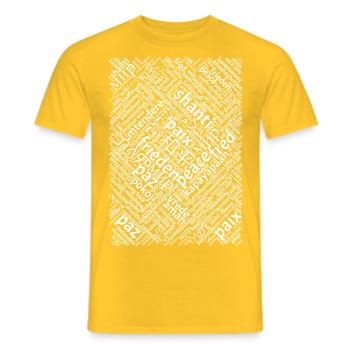 Frieden in vielen Sprachen - Männer T-Shirt - Gelb - Vorne - AI Model Male 178 dark (178cm)