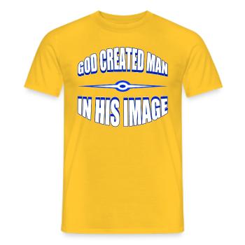 God Created Man - Men's T-Shirt - yellow - Front - AI Model Male 178 dark (178cm)