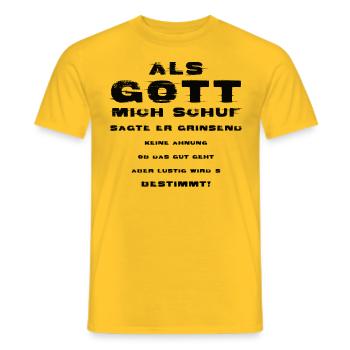 Als Gott mich Schuf - Männer T-Shirt - Gelb - Vorne - AI Model Male 178 dark (178cm)