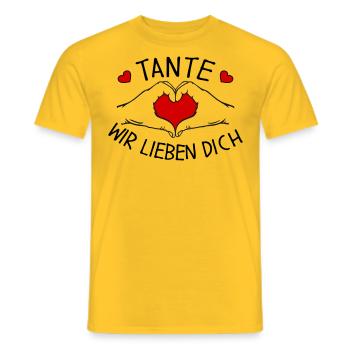 Tante wir lieben Dich - Männer T-Shirt - Gelb - Vorne - AI Model Male 178 dark (178cm)