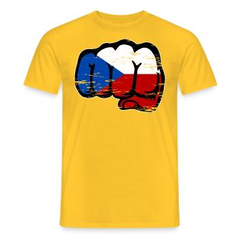 Drapeau de la République tchèque utilisé - T-shirt homme - jaune - Devant - AI Model Male 178 dark (178cm)