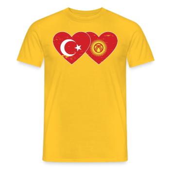 Türkei Kirgisistan Flagge Herz used - Männer T-Shirt - Gelb - Vorne - AI Model Male 178 dark (178cm)