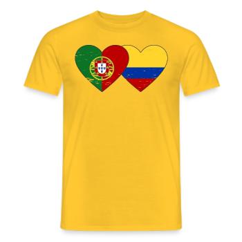 Portugal Colombie Drapeau Coeur Utilisé - T-shirt homme - jaune - Devant - AI Model Male 178 dark (178cm)