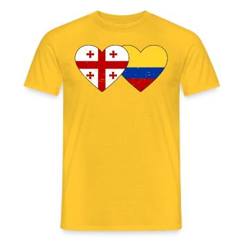 Géorgie Colombie Drapeau Coeur Utilisé - T-shirt homme - jaune - Devant - AI Model Male 178 dark (178cm)