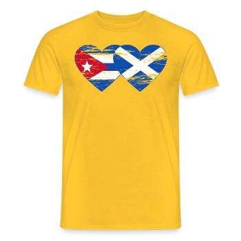 Cuba Ecosse Drapeau Coeur Utilisé - T-shirt homme - jaune - Devant - AI Model Male 178 dark (178cm)