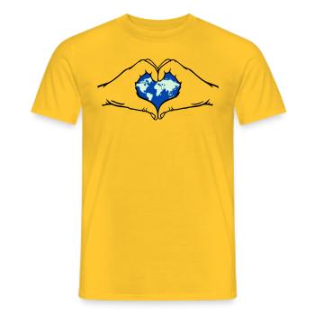 Forme de coeur d’amour du monde - T-shirt homme - jaune - Devant - AI Model Male 178 dark (178cm)