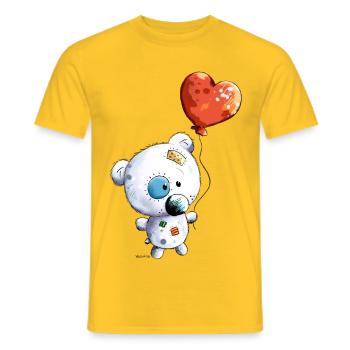 Teddy with balloon - Men's T-Shirt - yellow - Front - AI Model Male 178 dark (178cm)