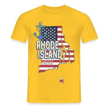 Carte murale rétro des États-Unis du Rhode Island - T-shirt homme - jaune - Devant - AI Model Male 178 dark (178cm)