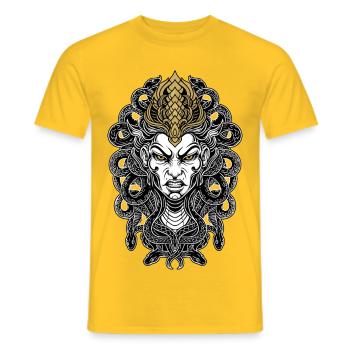 Medusa Gorgon Mask Gold and White Mythological - Men's T-Shirt - yellow - Front - AI Model Male 178 dark (178cm)