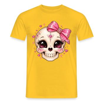 Glitzernder Kristallskull mit Schleife - Männer T-Shirt - Gelb - Vorne - AI Model Male 178 dark (178cm)