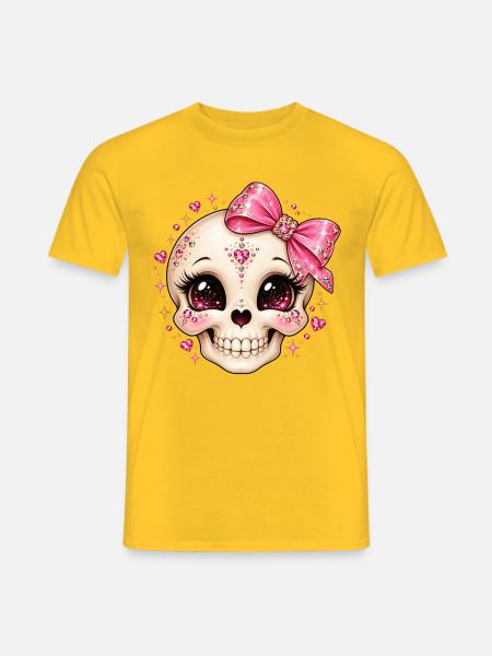 Glitzernder Kristallskull mit Schleife - Männer T-Shirt - Gelb