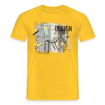 DESIGN - Collage mit Stühlen - Männer T-Shirt - Gelb - Vorne - AI Model Male 178 dark (178cm)