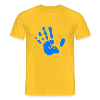 blaue Hand - Männer T-Shirt - Gelb - Vorne - AI Model Male 178 dark (178cm)