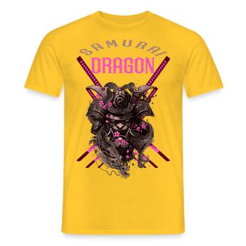 Samurai-Drache - Männer T-Shirt - Gelb - Vorne - AI Model Male 178 dark (178cm)
