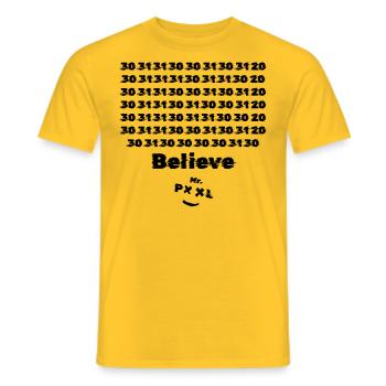 Mr Pool BELIEVE - Men's T-Shirt - yellow - Front - AI Model Male 178 dark (178cm)