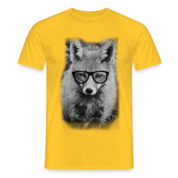 Nerd Fox - Men's T-Shirt - yellow - Front - AI Model Male 178 dark (178cm)