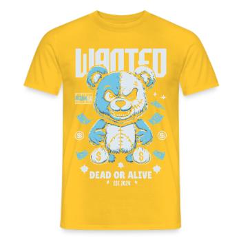 Wanted Bear – Streetwear Gangster Design - Men's T-Shirt - yellow - Front - AI Model Male 178 dark (178cm)