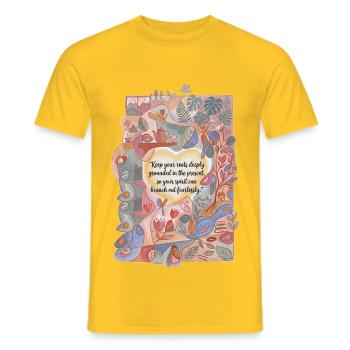 Profondément ancré dans le présent - T-shirt homme - jaune - Devant - AI Model Male 178 dark (178cm)