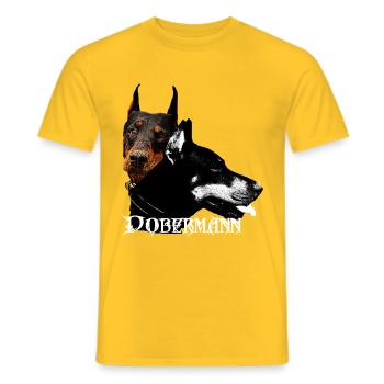 Dobermann, visage de chien, tête de chien, chien, chien - T-shirt homme - jaune - Devant - AI Model Male 178 dark (178cm)