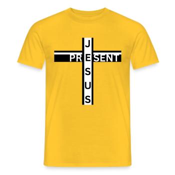 Jesus Present - Men's T-Shirt - yellow - Front - AI Model Male 178 dark (178cm)
