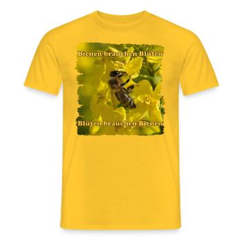 Ohne Bienen würden viele Pflanzen nicht existieren - Männer T-Shirt - Gelb - Vorne - AI Model Male 178 dark (178cm)