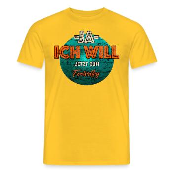JA ICH WILL Footvolley Sport Shirt RAHMENLOS - Männer T-Shirt - Gelb - Vorne - AI Model Male 178 dark (178cm)