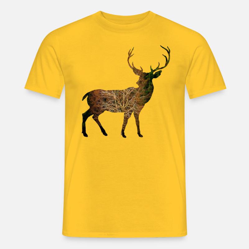 Hirsch Herbst - Männer T-Shirt - Gelb
