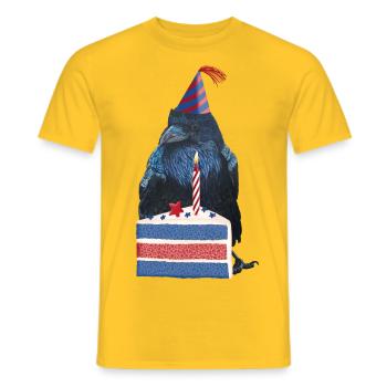 Geburtstags Party Rabe Krähe - Männer T-Shirt - Gelb - Vorne - AI Model Male 178 dark (178cm)