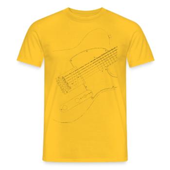 guitare Tele noire - T-shirt homme - jaune - Devant - AI Model Male 178 dark (178cm)