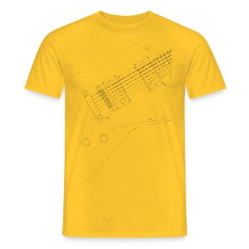 guitare Explorer noire - T-shirt homme - jaune - Devant - AI Model Male 178 dark (178cm)