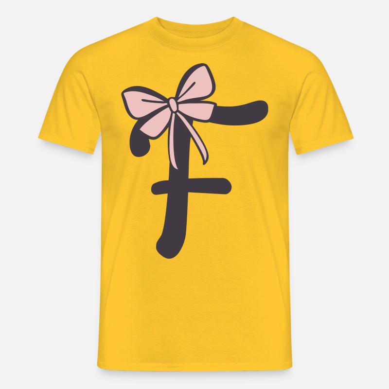 Anfangsbuchstabe F Schleifchen - Männer T-Shirt - Gelb